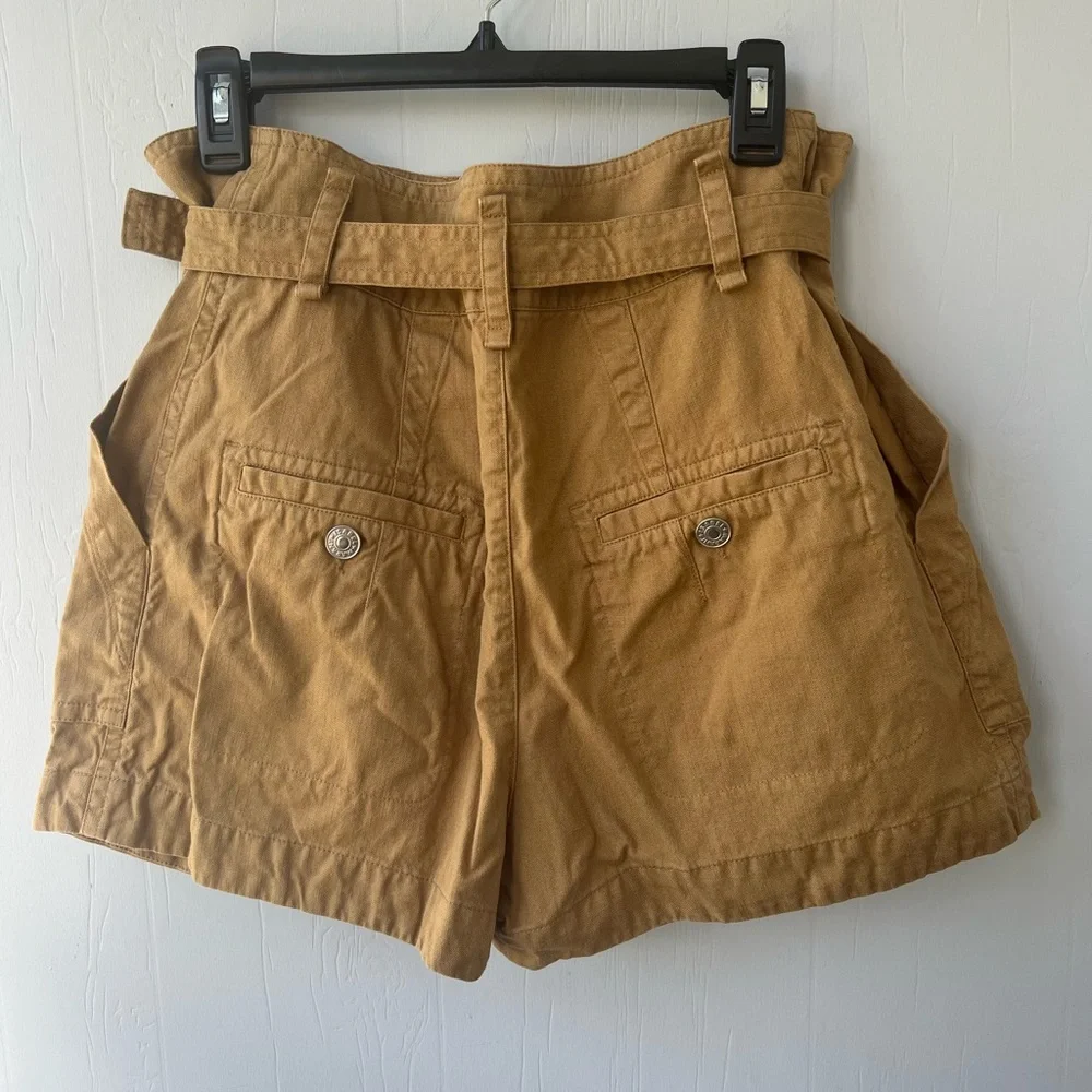 Isabel Marant Parana Paperbag-Waist Cotton Linen-Blend Shorts (size 36/4) - Picture 11 of 16